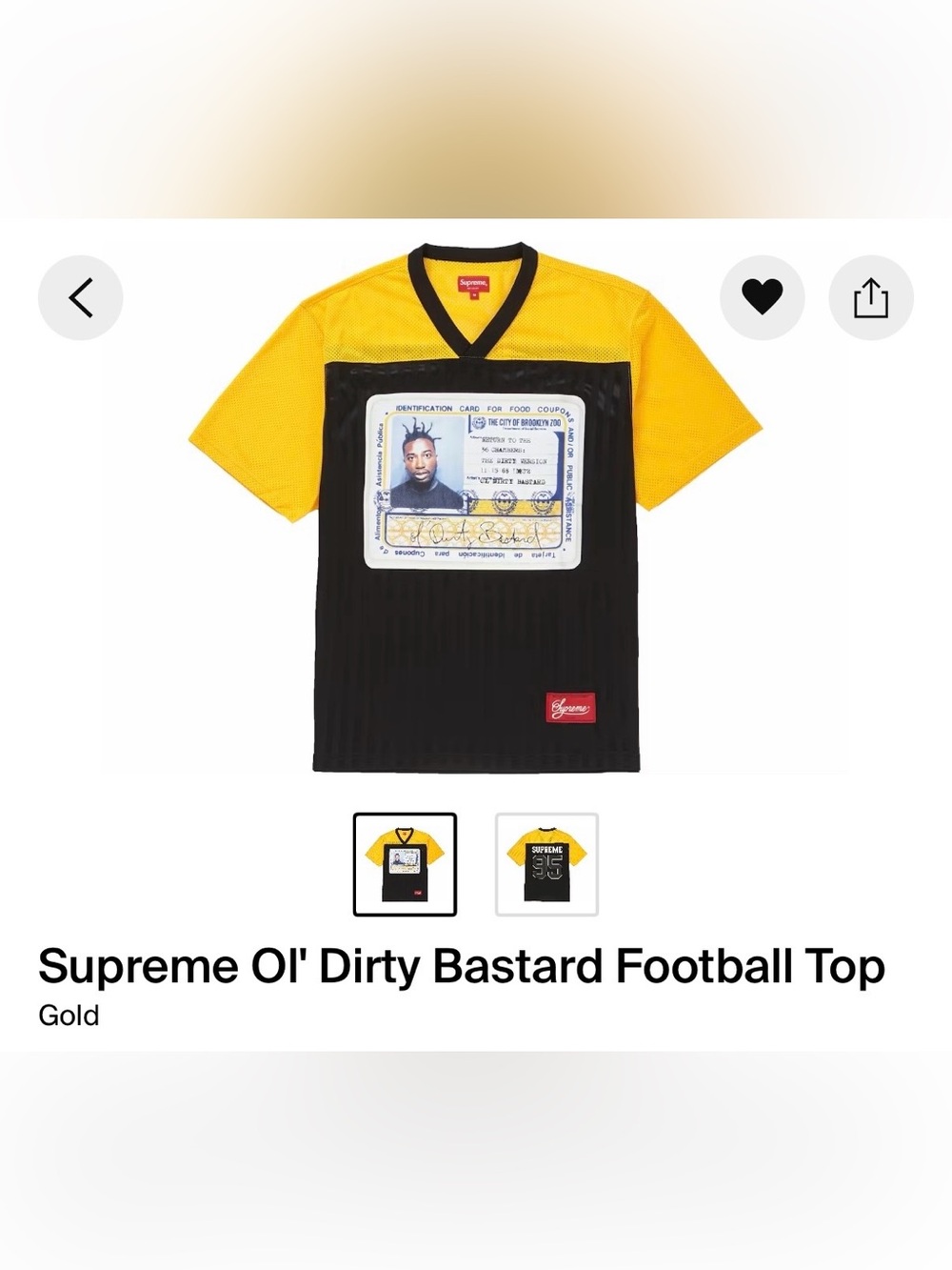 Supreme Black & Yellow Ol' Dirty Bastard ID Jersey